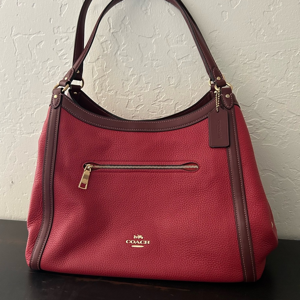 Pink Coach Shoulder Bag with Pebbled Leather